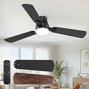 Ceiling Fans with Lights and Remote: 42 Inch Modern Black Ceiling Fa